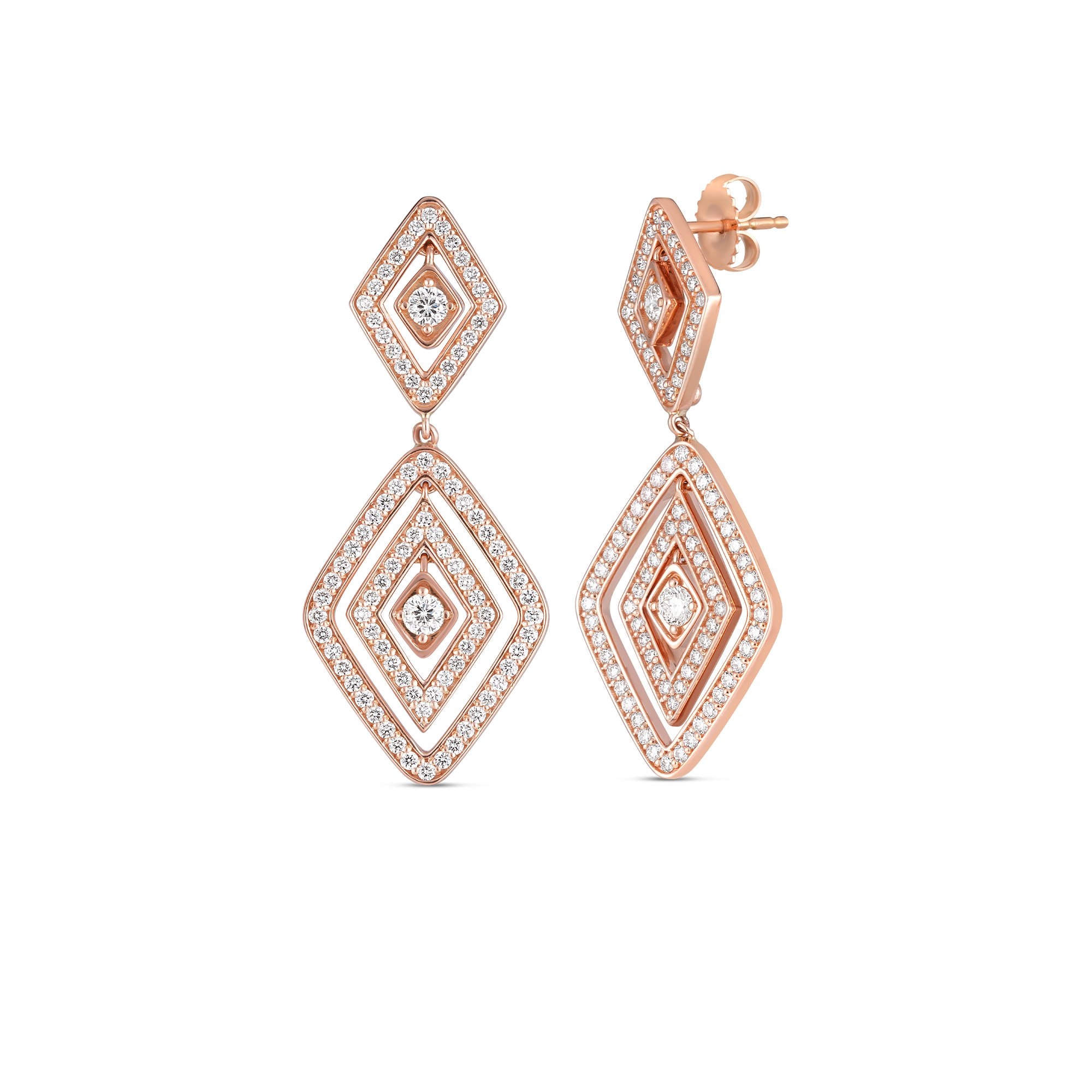 18K ROSE GOLD DIAMANTE DIAMOND DANGLE EARRINGS Roberto Coin